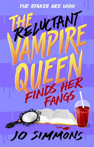 Book cover with purple background, title text, an open book, a mirror, and drink.