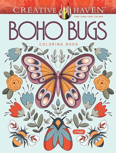 Coloring book cover with detailed illustrations of butterflies and bees.