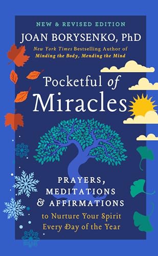 Book cover: “Pocketful of Miracles” with tree, leaves, sun, and clouds.