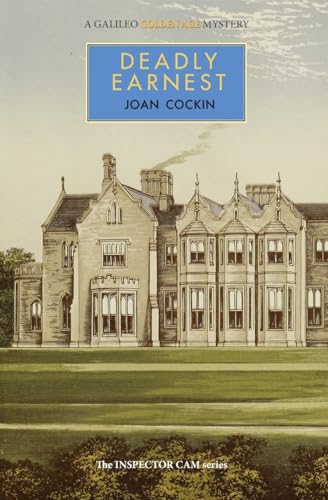 Book cover: “Deadly Earnest” with illustration of a large, ornate manor house.