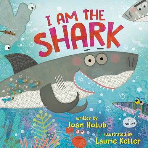 Book cover: cartoon shark with open mouth, surrounded by small fish.