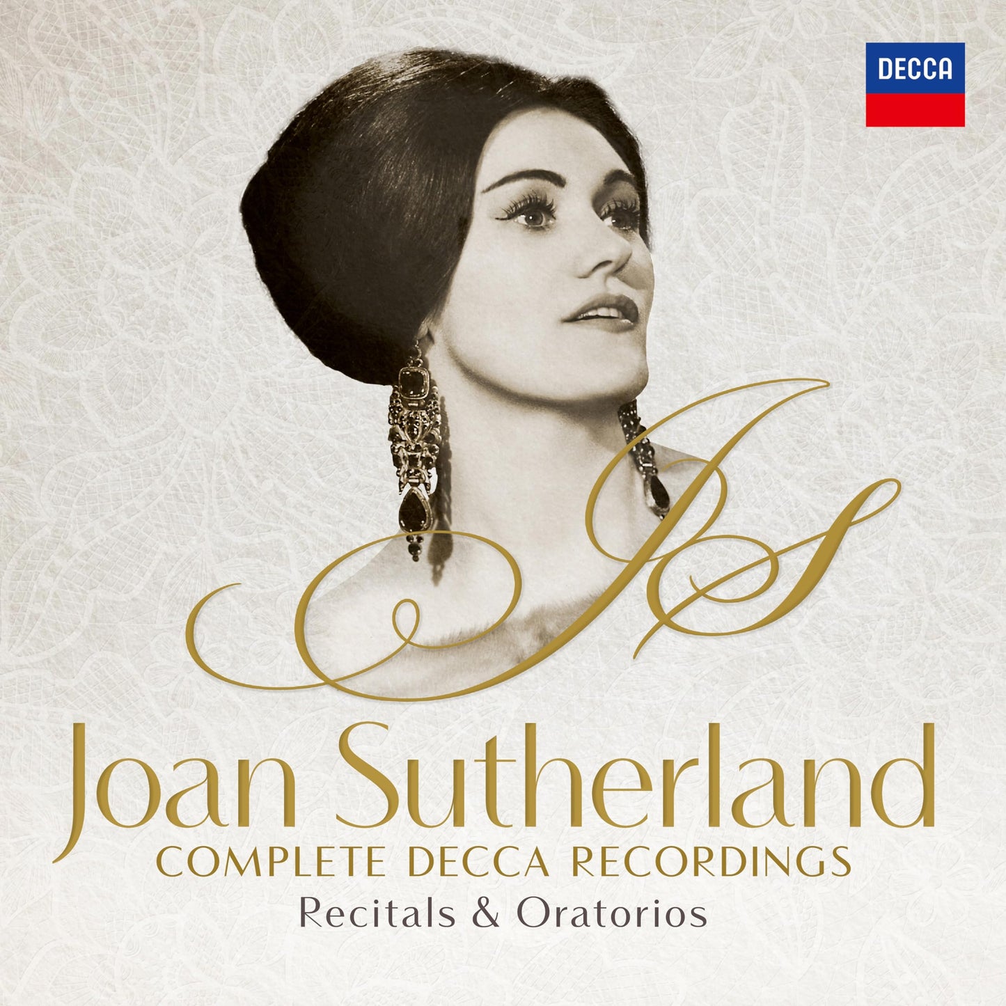 CD cover featuring portrait of opera singer Joan Sutherland in gold lettering.