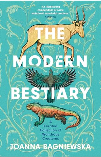 Book cover showing a saiga antelope, a bird, and a lizard on teal background.