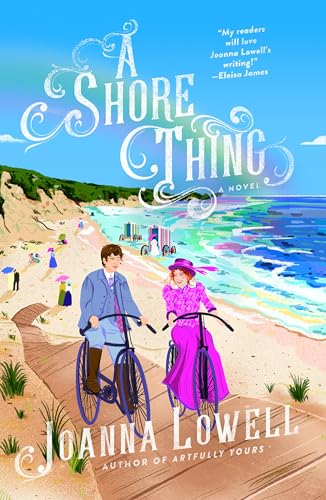 Book cover: couple on bicycles by a beach, illustrated style.