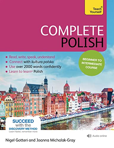 Cover of "Complete Polish" language course with Gdańsk cityscape.