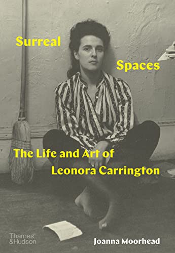 Book cover featuring a black and white portrait of Leonora Carrington with yellow text.