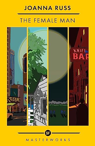 Book cover for "The Female Man" with four vertical illustrated panels.