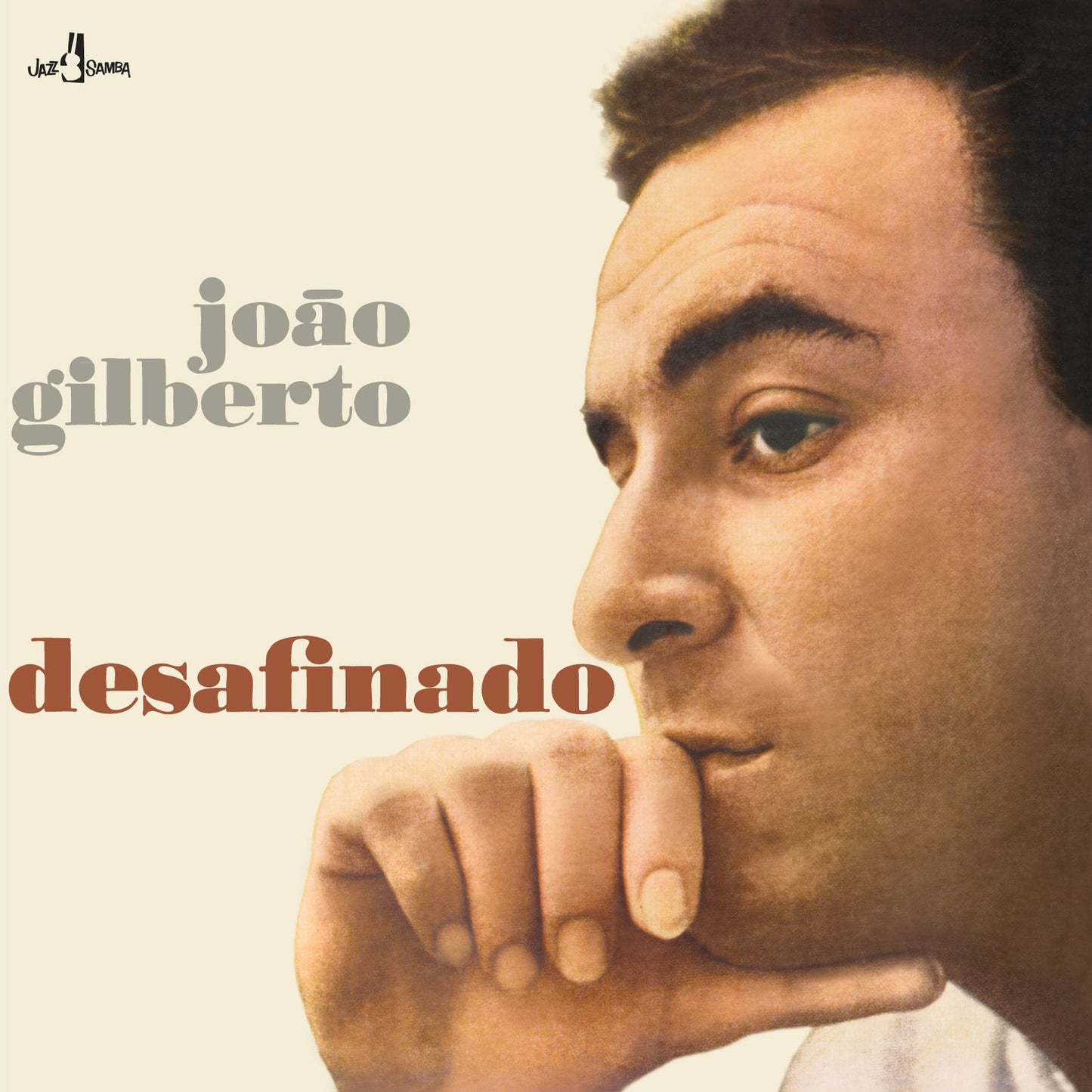 Album cover featuring a portrait of João Gilberto with his hand near his chin.