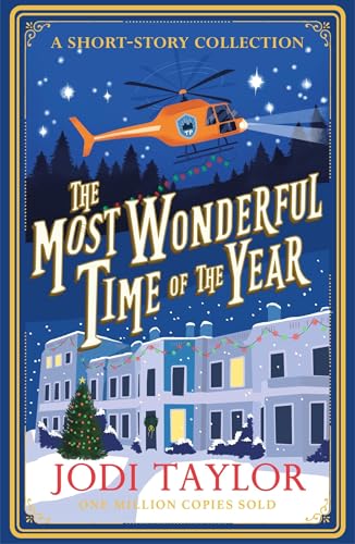 Book cover: helicopter over snowy town, title “The Most Wonderful Time of the Year.”