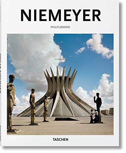 Taschen book cover featuring the Cathedral of Brasília with statues under a blue sky.