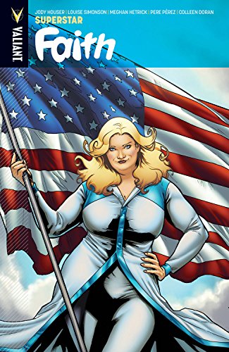Comic book cover featuring a blonde woman in front of an American flag.