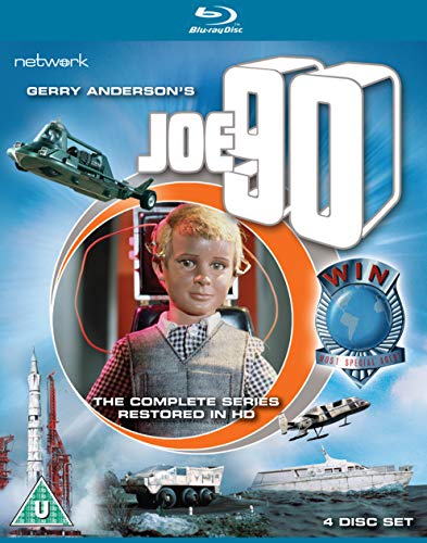 Blu-ray cover art for Gerry Anderson's Joe 90 featuring the puppet character and vehicles.