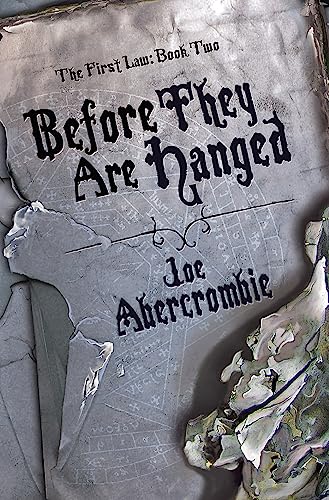 Book cover for Before They Are Hanged by Joe Abercrombie with a weathered parchment design.