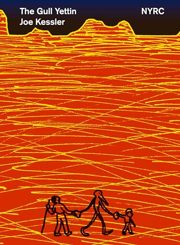 Book cover: red landscape with three stick figures walking forward.