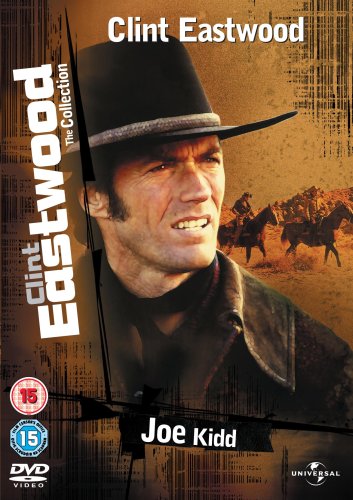 Clint Eastwood in a hat, close-up on the "Joe Kidd" DVD cover.