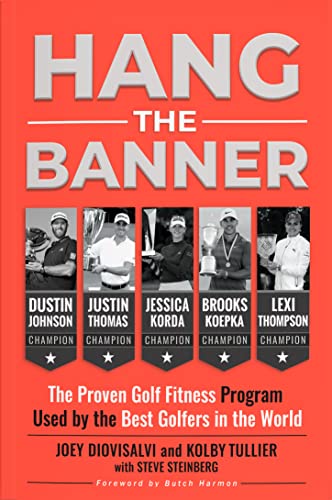 Book cover: "Hang The Banner" featuring golfers and text about fitness.