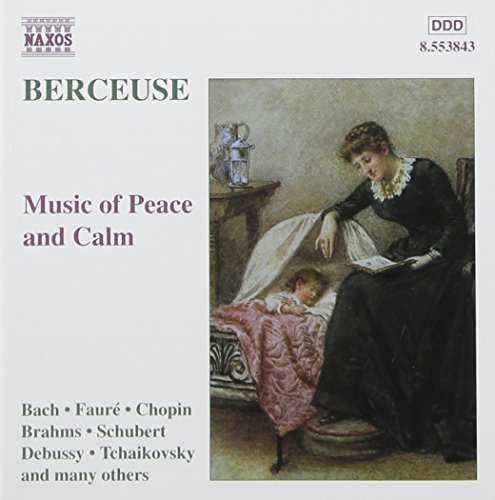 "CD cover with a mother reading to a sleeping child, classical music compilation."