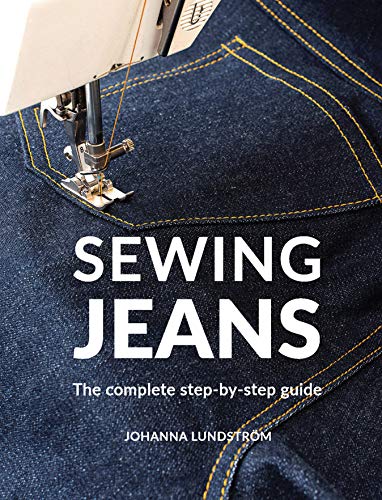 Image of a sewing book cover with jeans and threads, likely with a crafty theme.