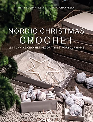 Book cover: "Nordic Christmas Crochet" with crochet decorations displayed.
