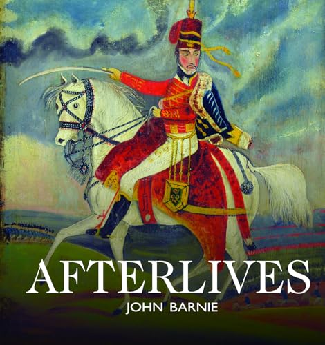 Painting of a Napoleonic-era cavalry officer on a white horse, book cover.