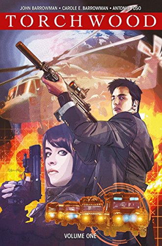 Torchwood Volume 1 cover: two figures with guns, helicopter, and city backdrop.
