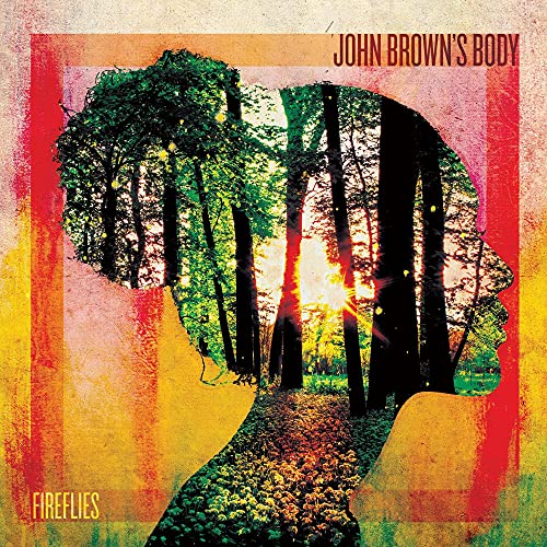 CD cover: Silhouette of a head filled with a forest sunset.