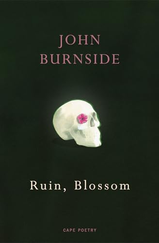 Book cover with a human skull featuring a small pink flower in its eye socket.