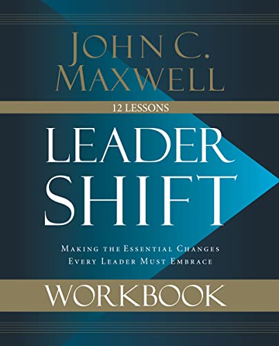 Blue and gold book cover with title “Leadershift Workbook” by John C. Maxwell.