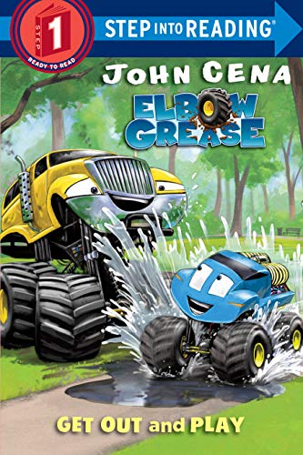 Book cover: cartoon monster trucks splashing in water, "Get Out and Play.