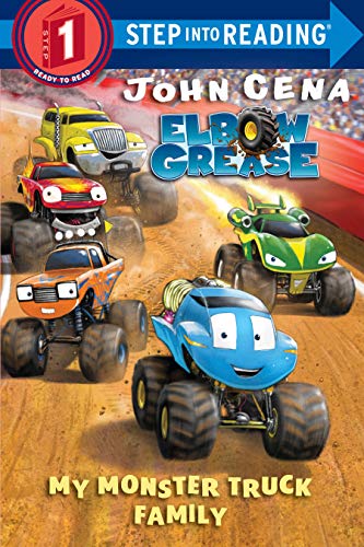 Colorful cartoon monster trucks with faces, book cover for young readers.