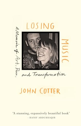 Book cover: black and white photo of a man and woman, title “Losing Music.”