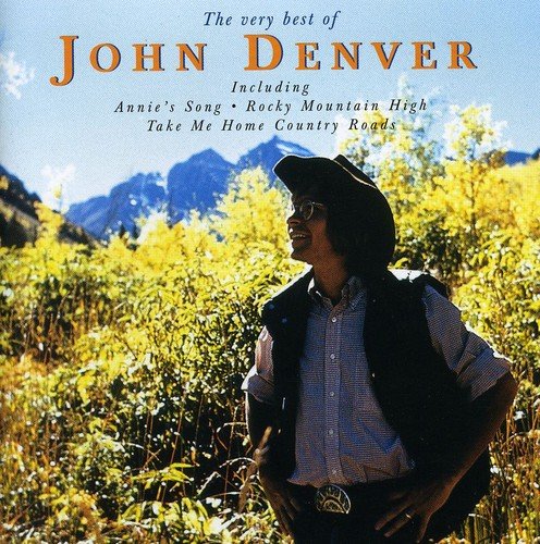John Denver album cover featuring a portrait and mountain landscape.