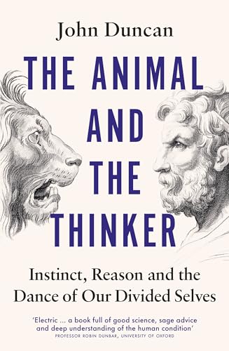 Book cover with sketched lion head facing a classical bust portrait.