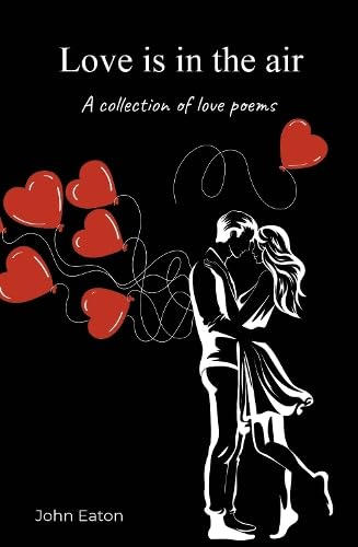 Book cover showing a couple embracing with red heart-shaped balloons on black background.