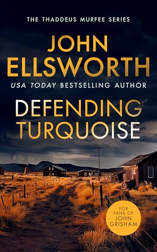 Book cover: "Defending Turquoise" by John Ellsworth, with desert landscape.