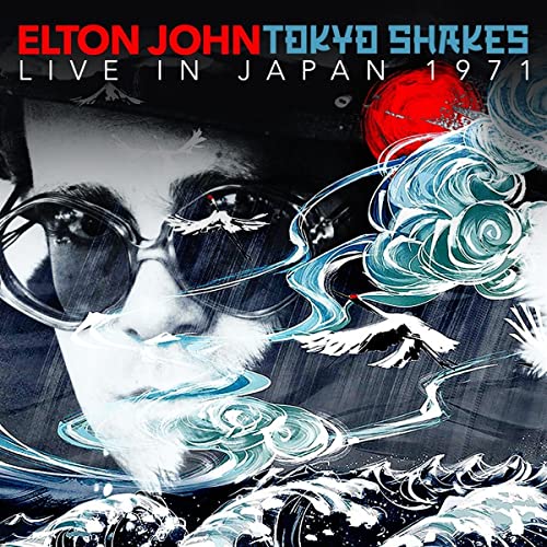 CD cover featuring Elton John in glasses with Japanese-style waves and a red sun.