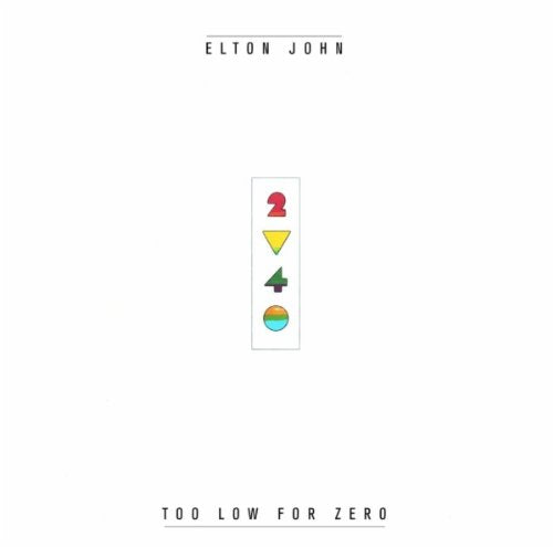 Elton John’s “Too Low for Zero” CD cover with colorful numbers.