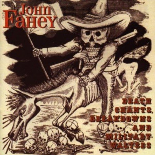 "Album cover art featuring a skeleton cowboy riding a horse, surrounded by skulls and bones."