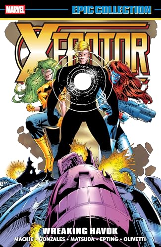 X-Factor comic cover featuring three superheroes and a damaged vehicle.