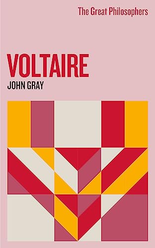 Book cover for "The Great Philosophers: Voltaire" with abstract geometric design.