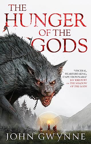 Book cover: ferocious wolf head looms over silhouetted figures.