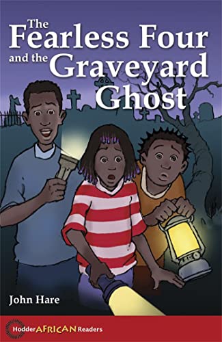 Book cover: three children with lanterns look scared in a graveyard.