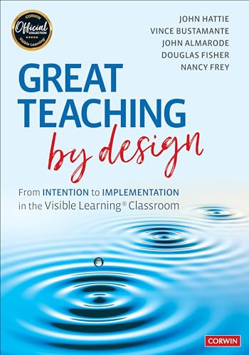 Book cover: “Great Teaching by Design” with blue water ripple background.