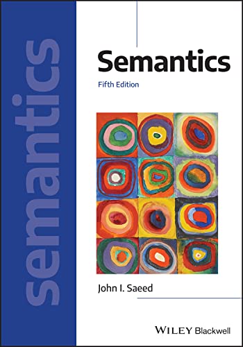 Book cover for "Semantics" fifth edition with colorful abstract art.