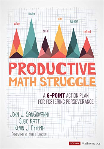 Book cover with colorful mountain peaks and bold text: "Productive Math Struggle".