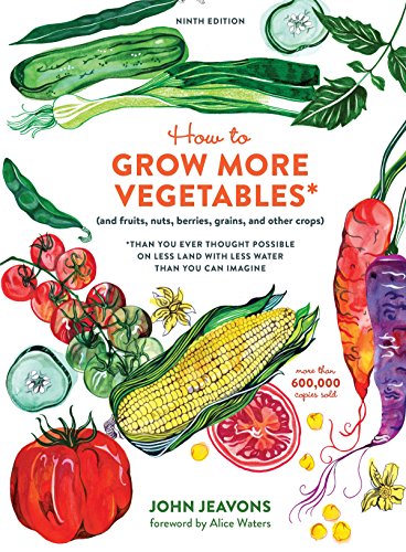 Book cover with watercolor illustrations of vegetables, fruits, and corn.