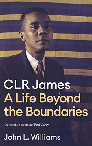 Book cover featuring a portrait of C.L.R. James with a striped background.