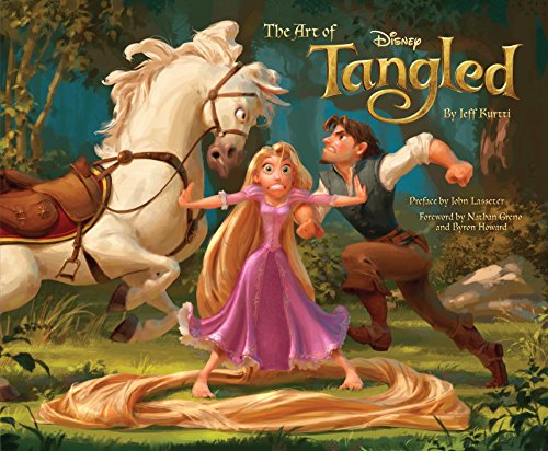 Book cover featuring Rapunzel, Flynn Rider, and Maximus from Disney's Tangled in a forest.