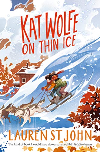 Children on a sled pulled by dogs through a snowy landscape.