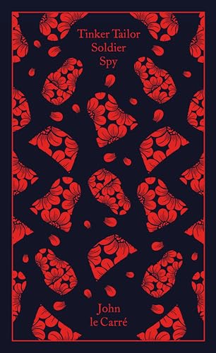 Book cover: “Tinker Tailor Soldier Spy” by John le Carré, red floral pattern.